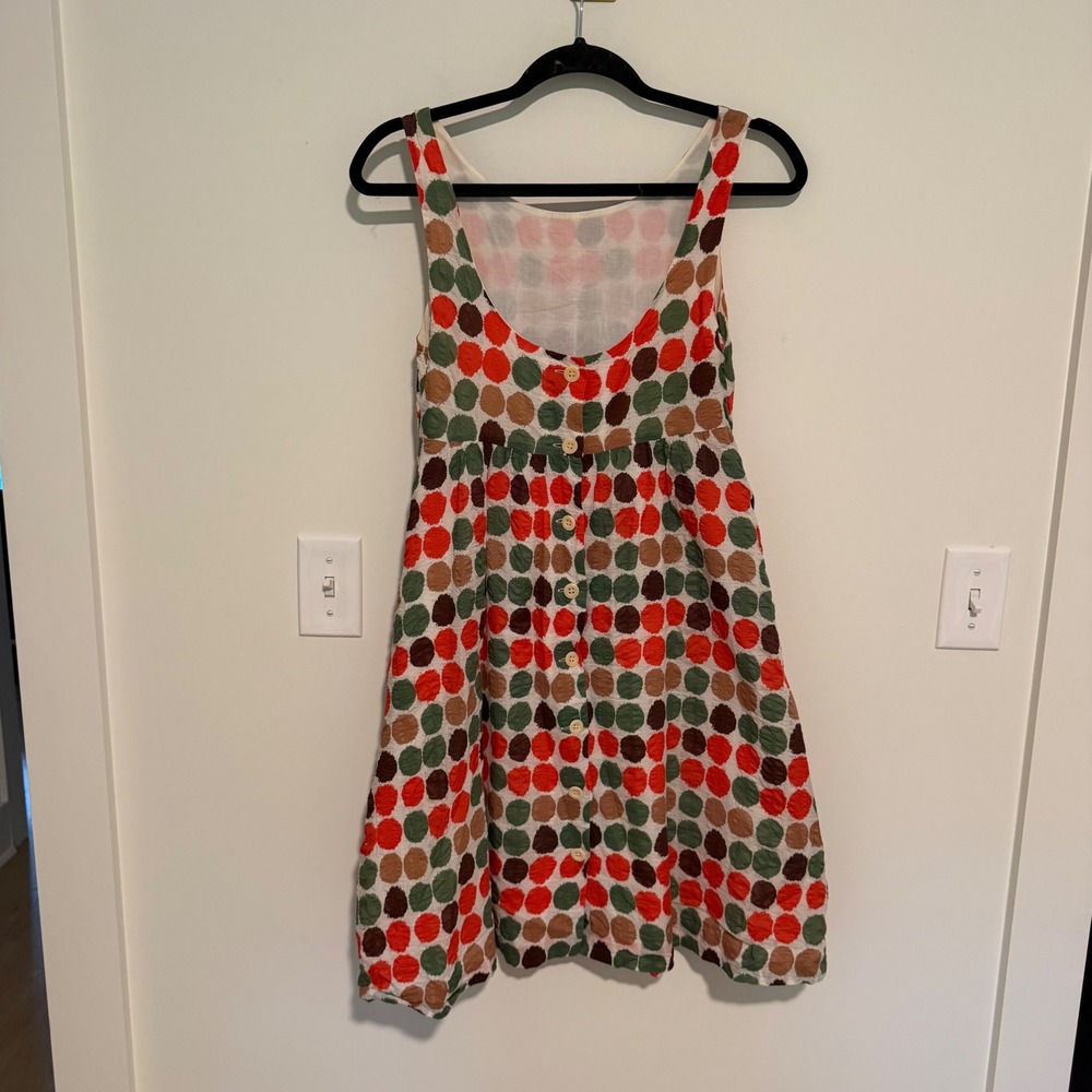 J.Crew Women 2 Polka Dot Cotton Sleeveless Button Back Pocket Sundress Multi - Picture 2 of 4